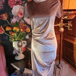 Lovely soft velvet ruched cocktail dress in dusty rose color: NWT!